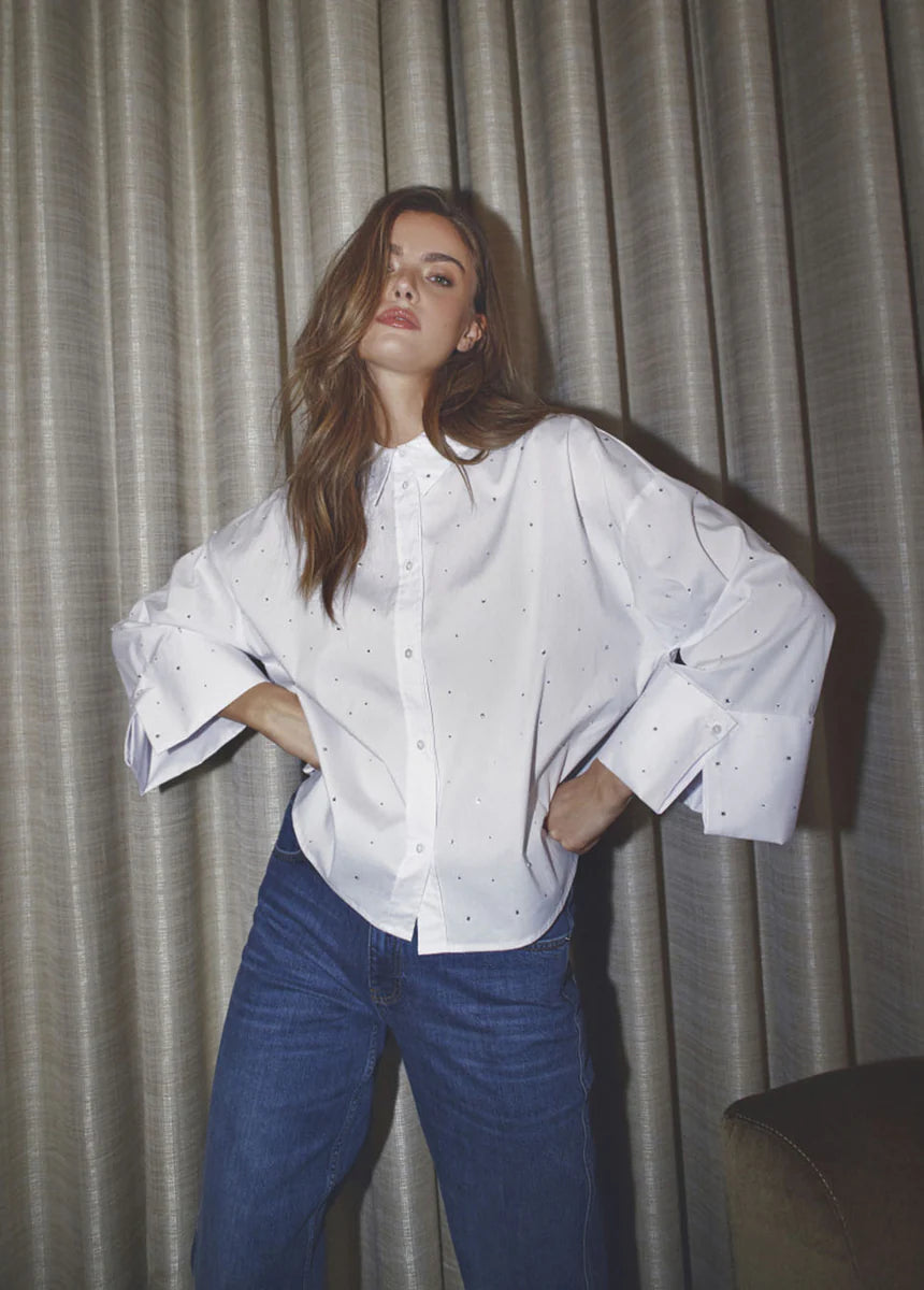 Leni Wide Cuff Stone Blouse