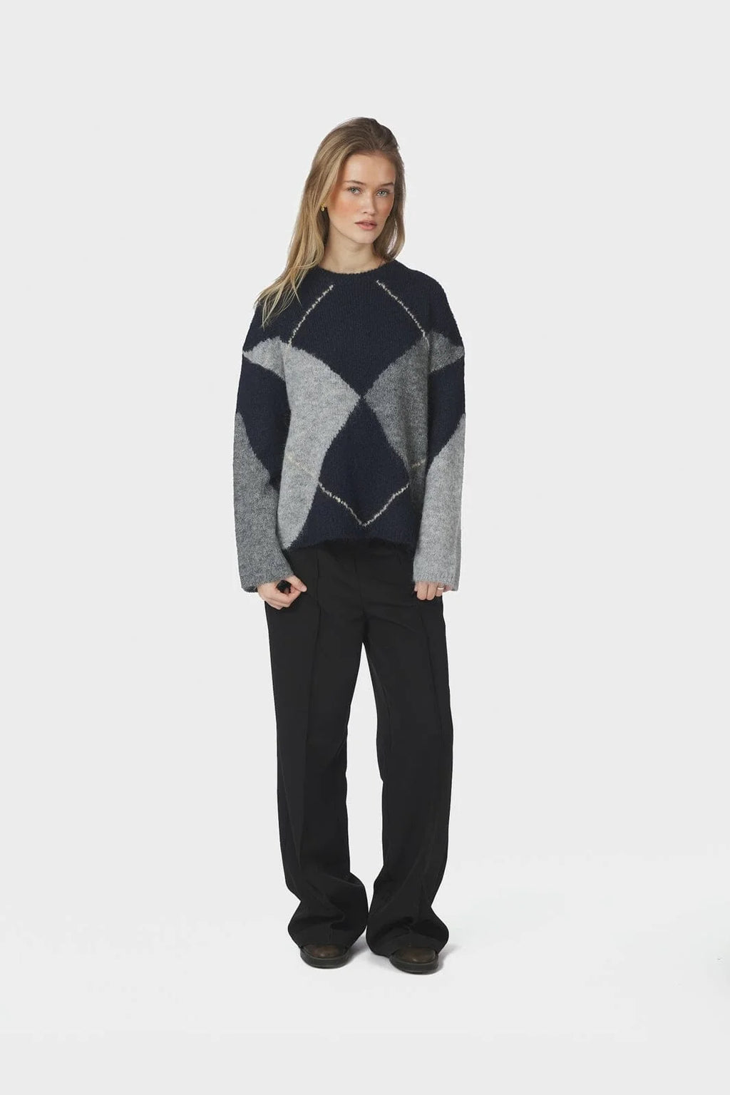 Inga Check Fluff Knit Blouse