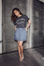 Denim pleat skirt