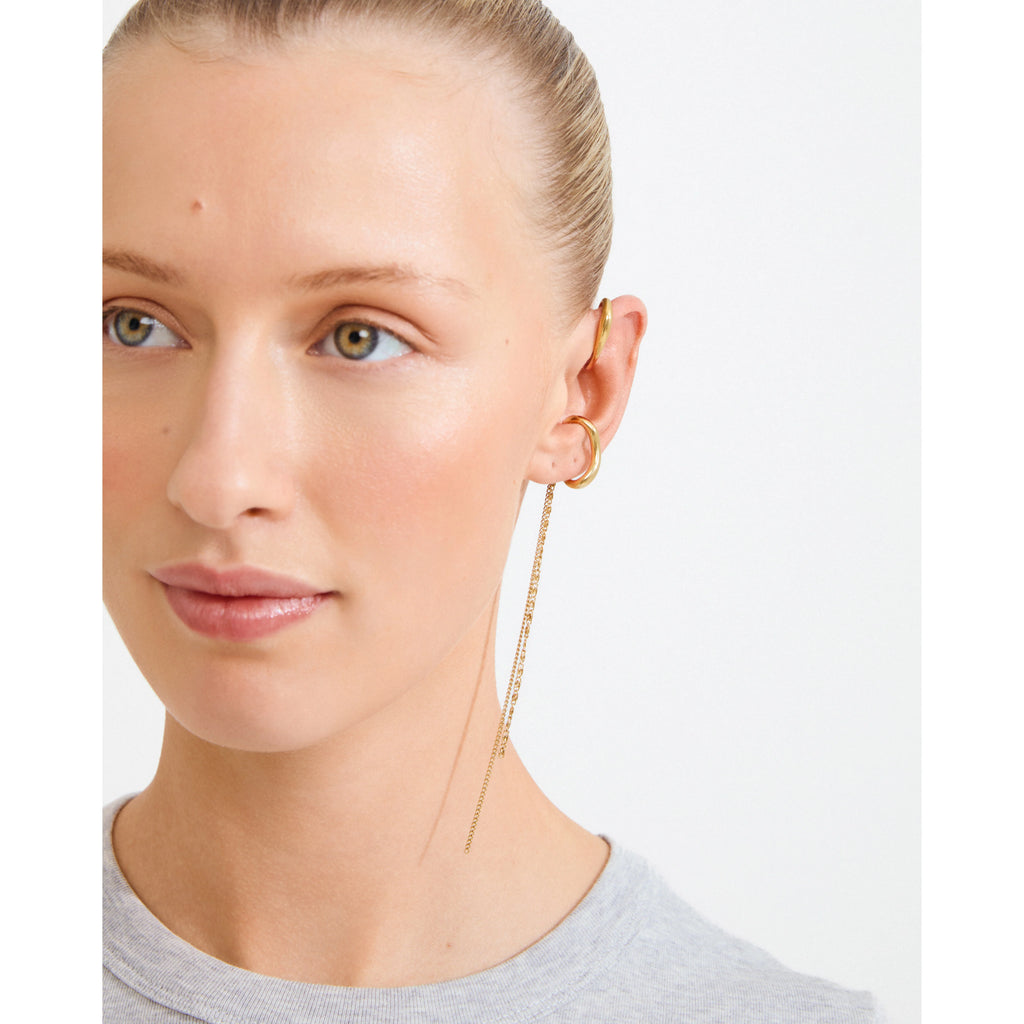 EVON ear cuff, 2-in-1 set, gold-plated