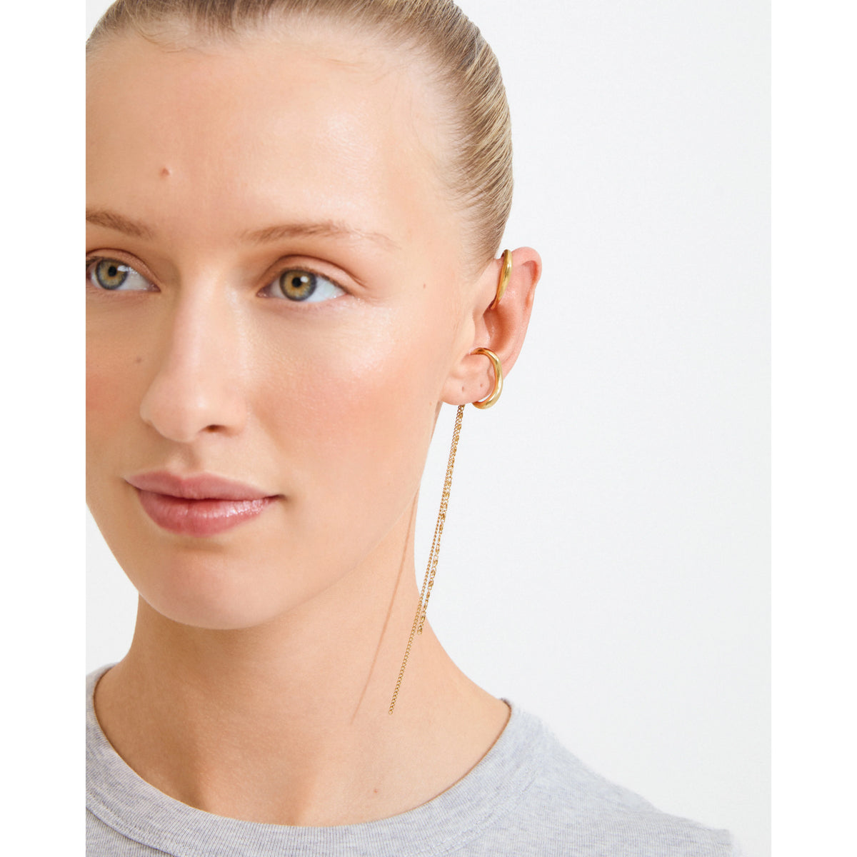 EVON ear cuff, 2-in-1 set, gold-plated
