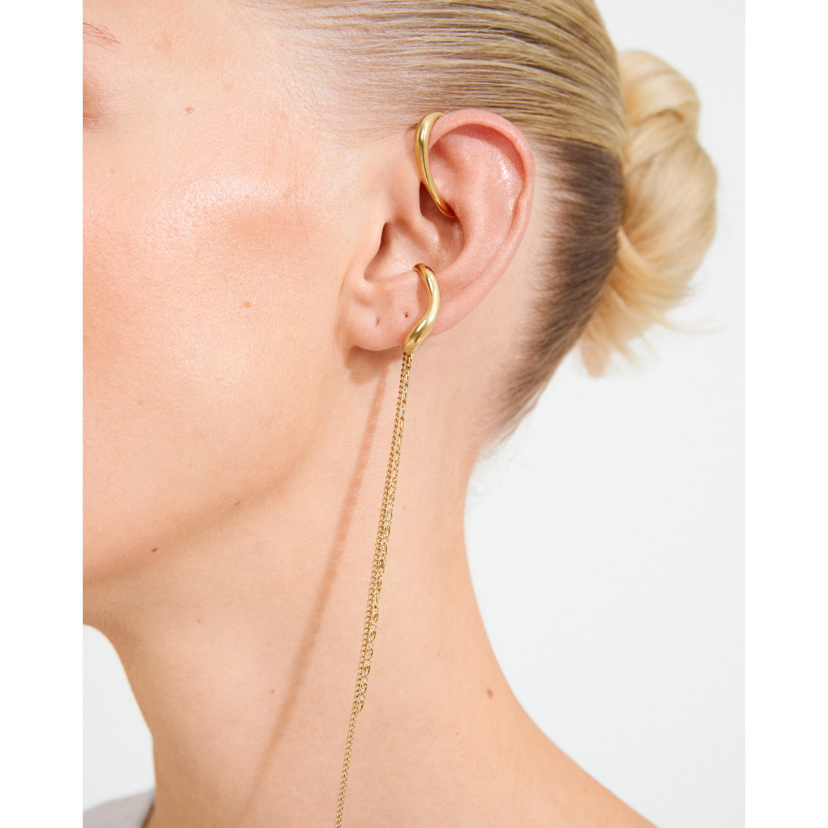 EVON ear cuff, 2-in-1 set, gold-plated