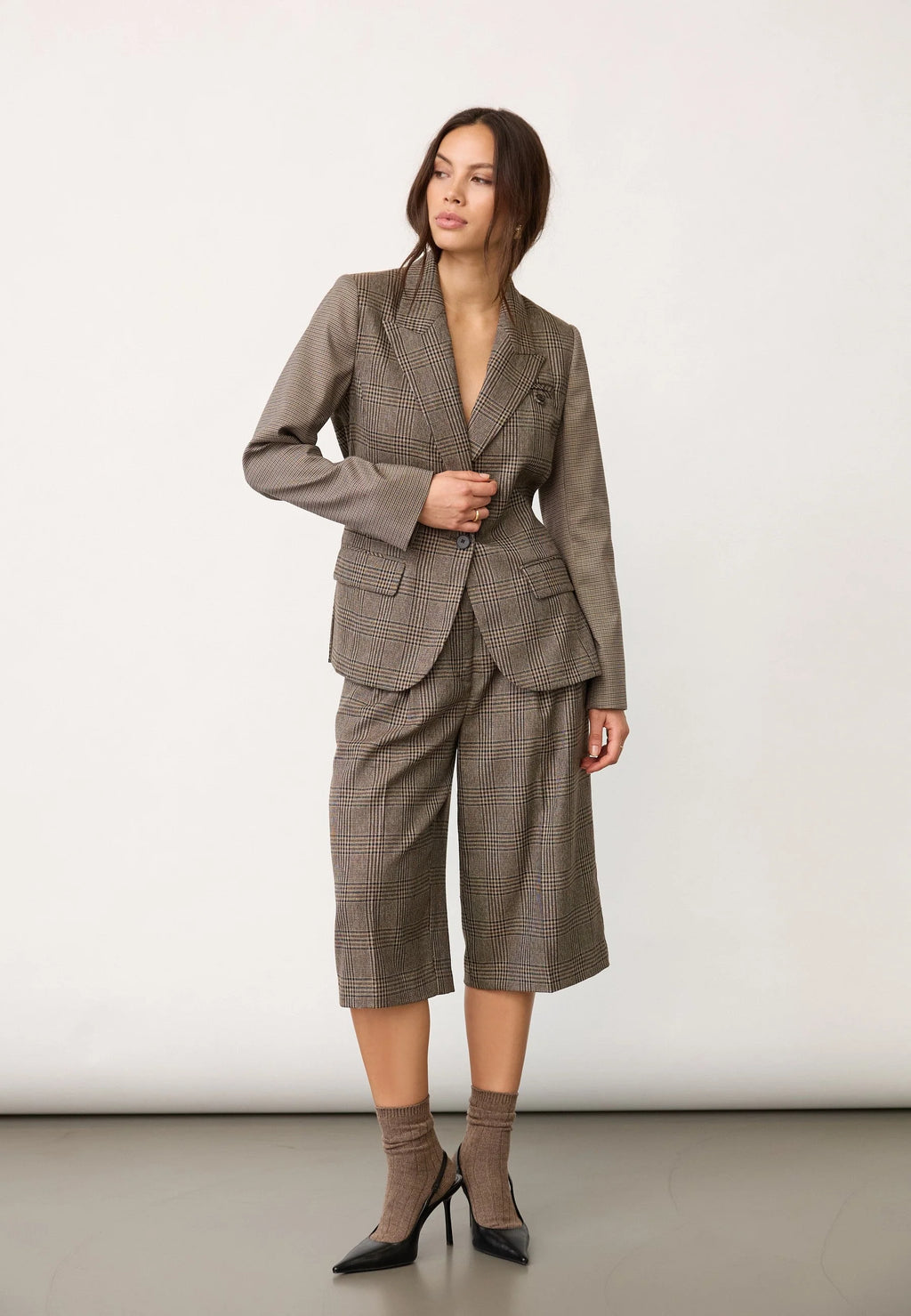 VeyaCC Check Fitted Blazer
