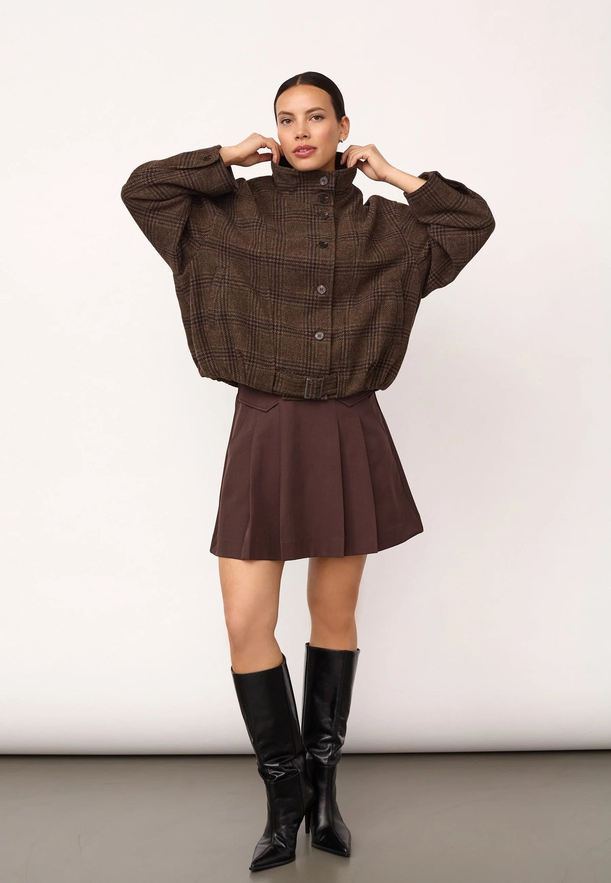 Olva Check Balloon Jacket