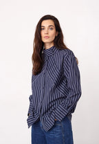Somo Stripe Funnel Neck Shirt