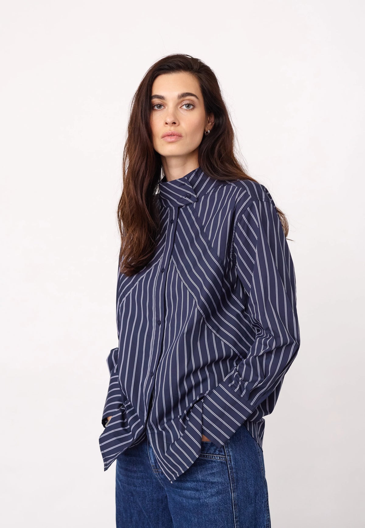 Somo Stripe Funnel Neck Shirt