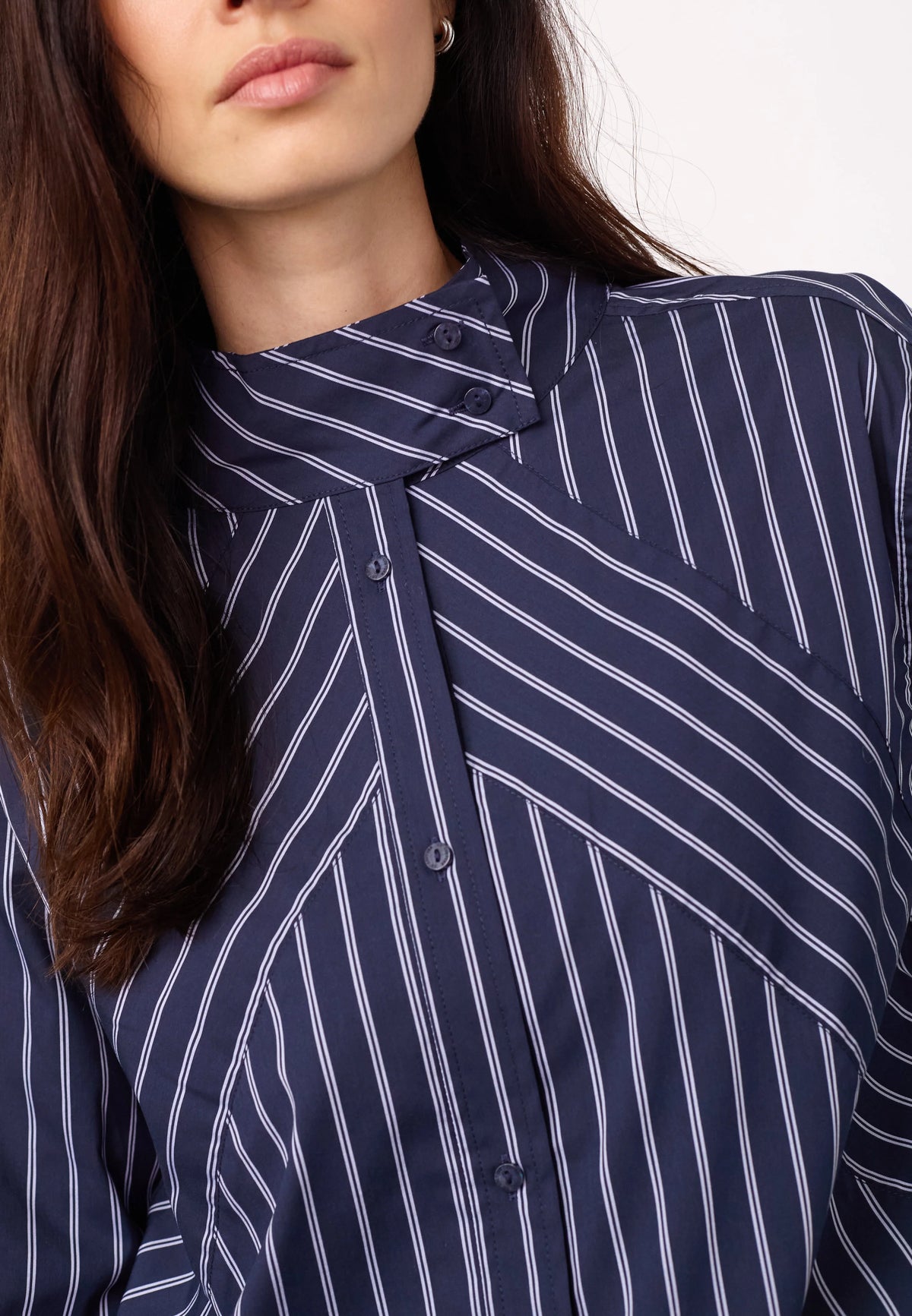 Somo Stripe Funnel Neck Shirt