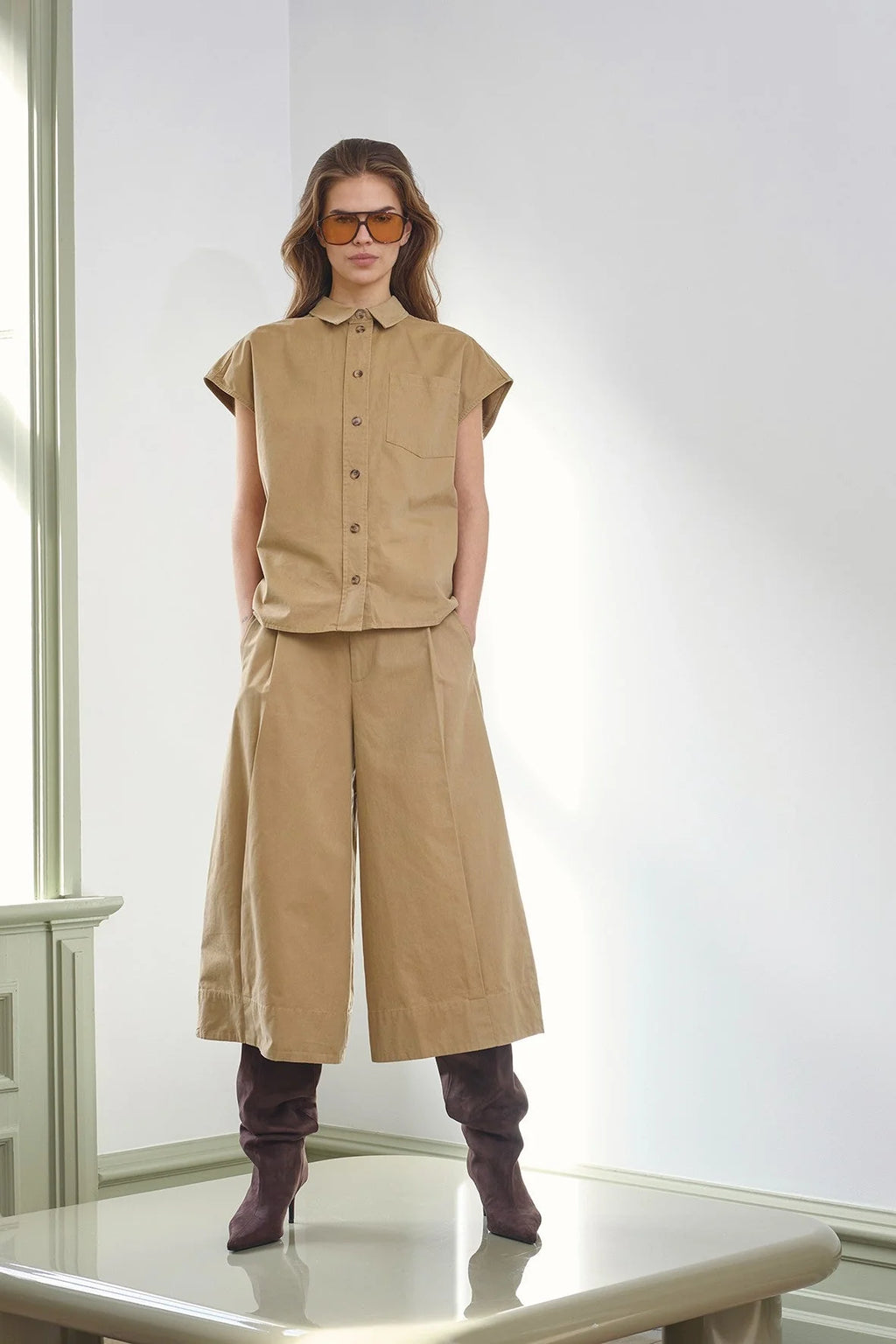 EvelynCC Slit Back SS Shirt