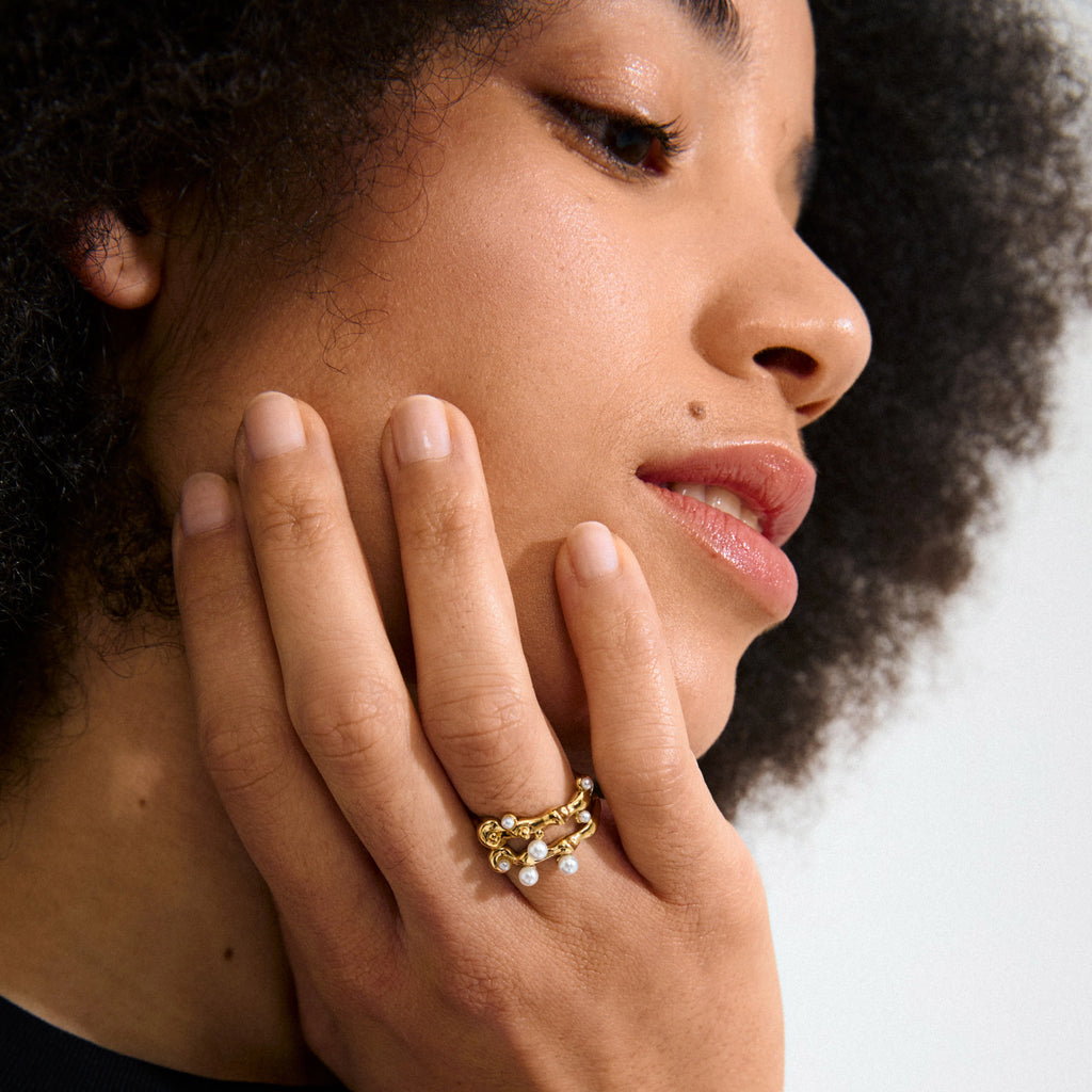 HADLEY rings, 2-in-1 set, gold-plated