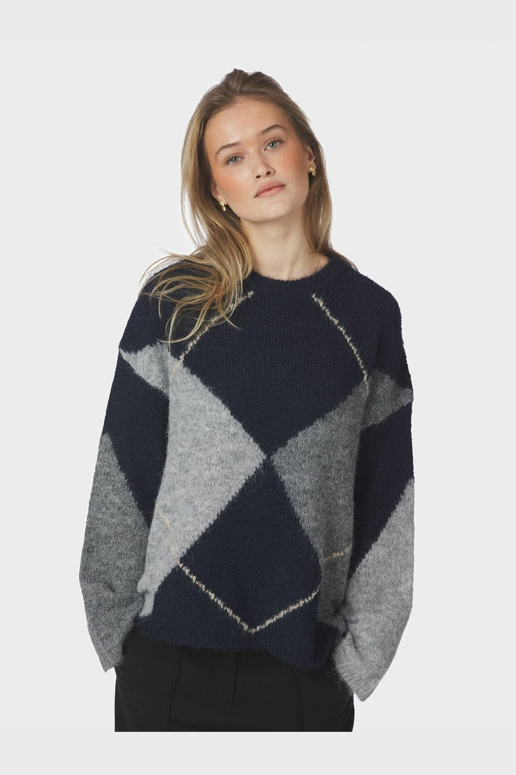 Inga Check Fluff Knit Blouse