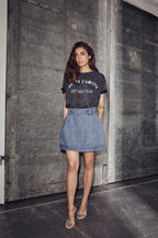 Denim pleat skirt