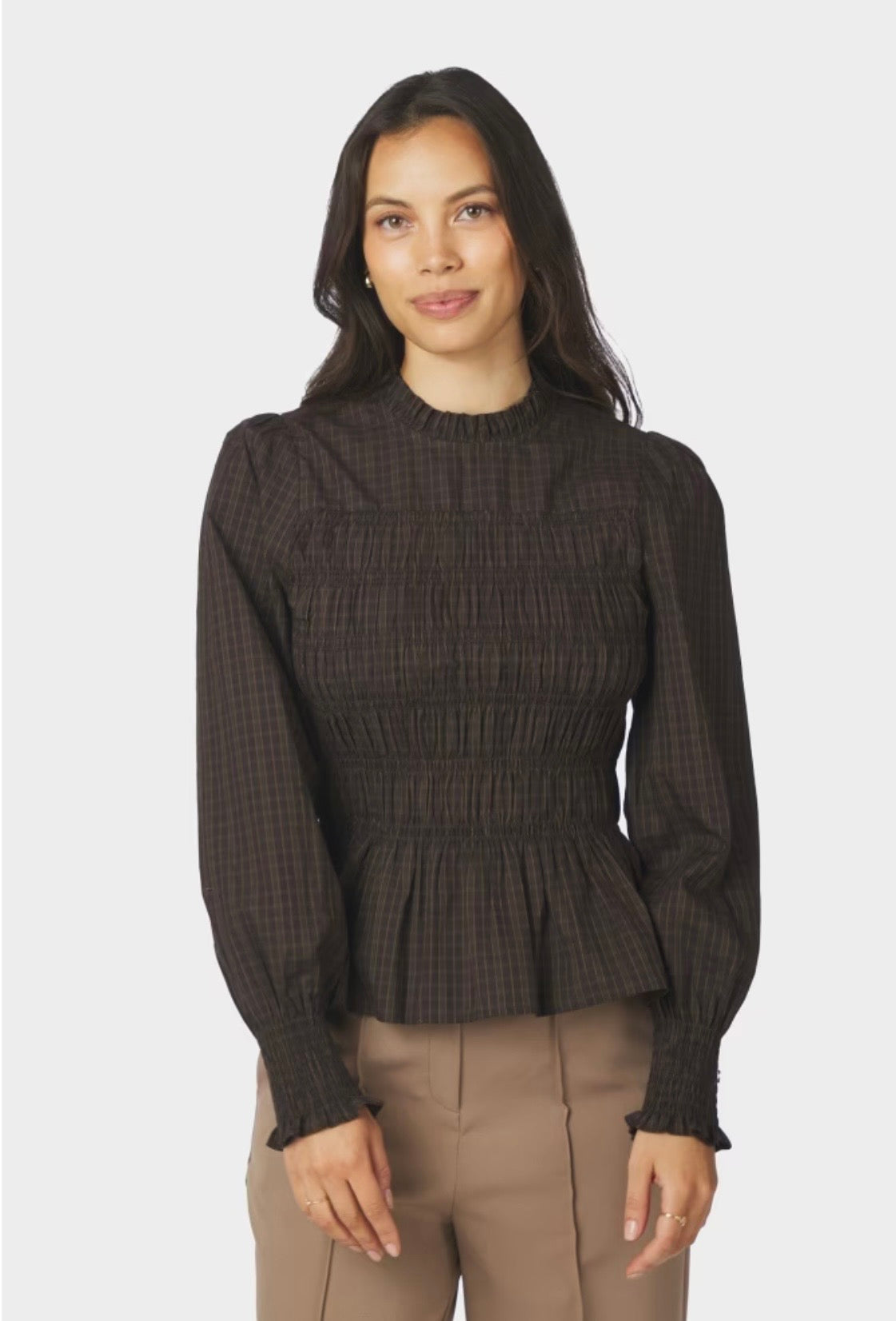 Possa Big Check Blouse