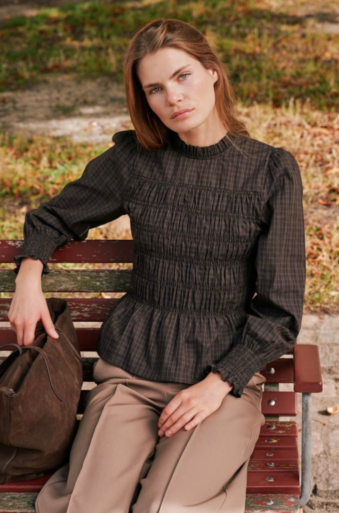 Possa Big Check Blouse