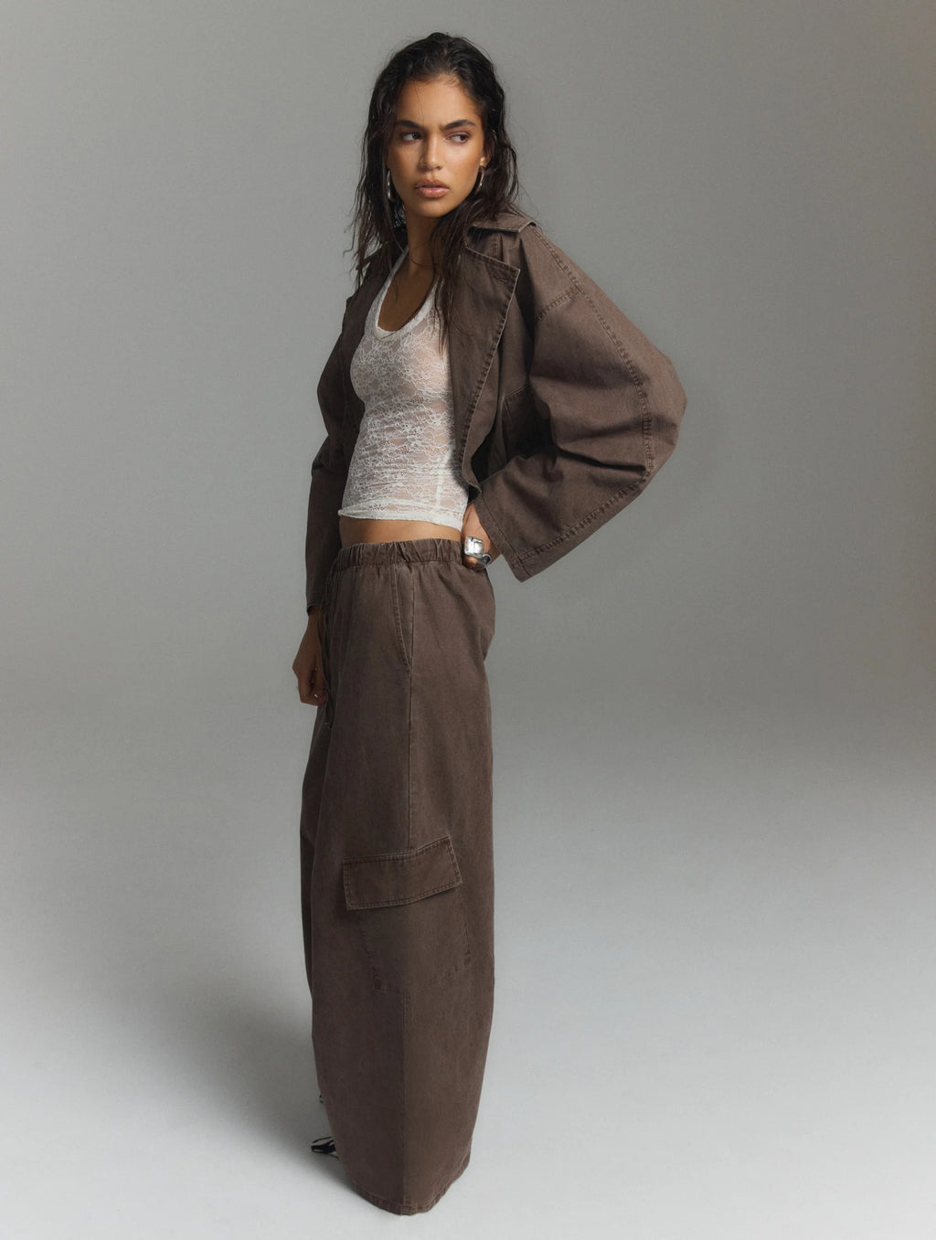 Mila Ladies Woven Washed Wide Leg Cardgo Pants