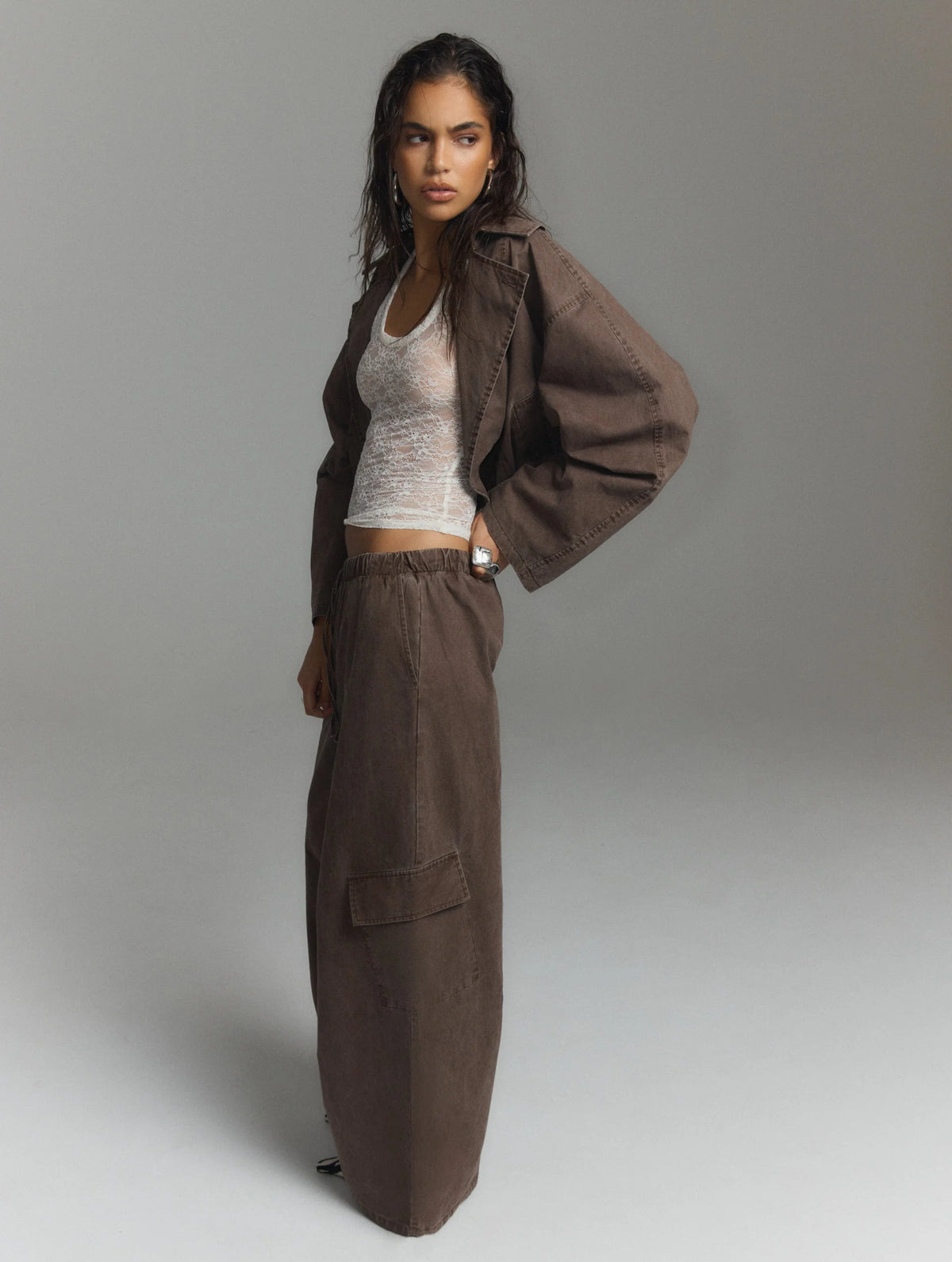 Mila Ladies Woven Washed Wide Leg Cardgo Pants