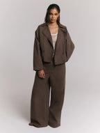 Mila Ladies Woven Washed Wide Leg Cardgo Pants
