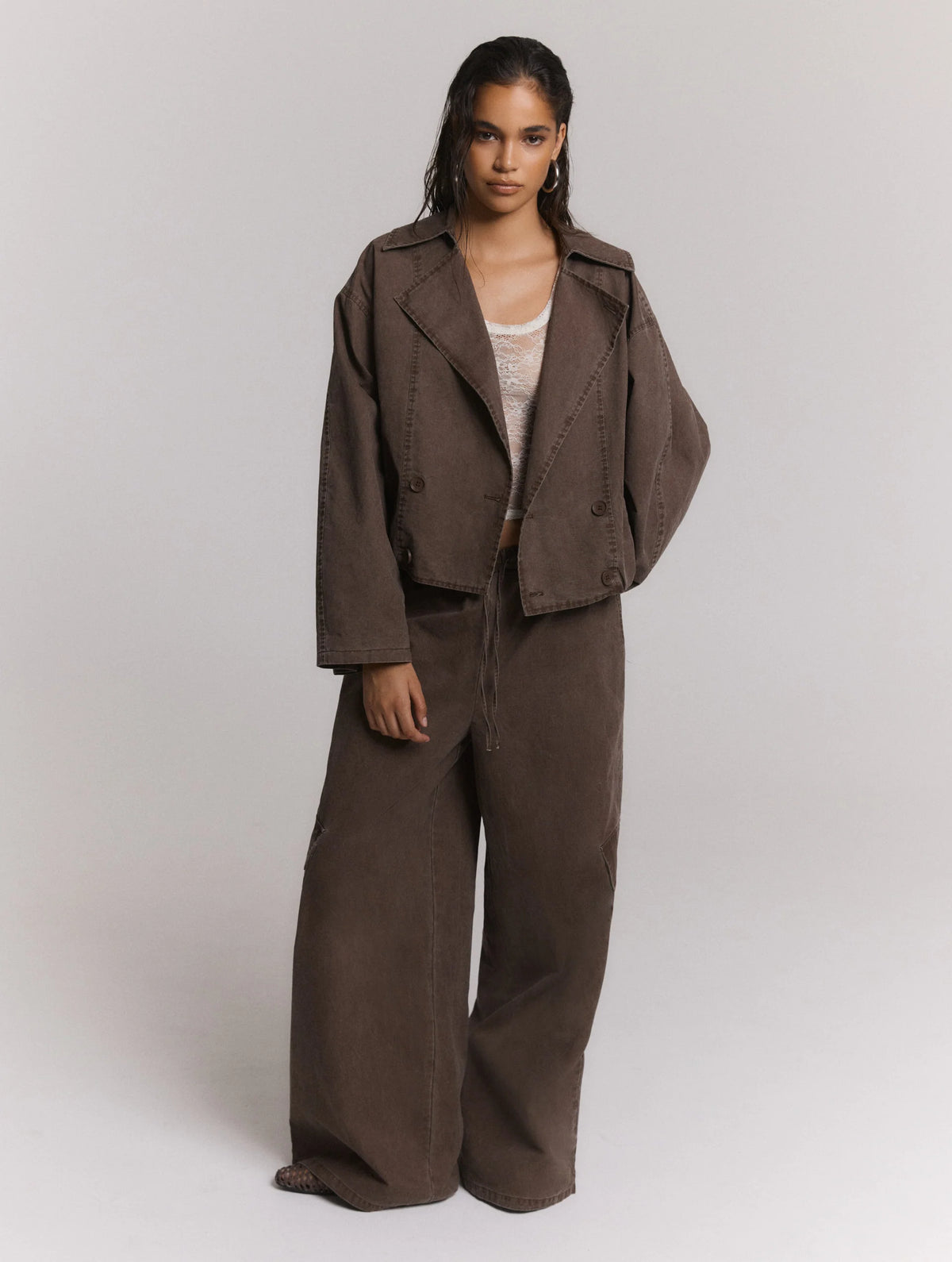 Mila Ladies Woven Washed Wide Leg Cardgo Pants