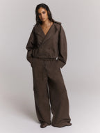 Mila Ladies Woven Washed Wide Leg Cardgo Pants
