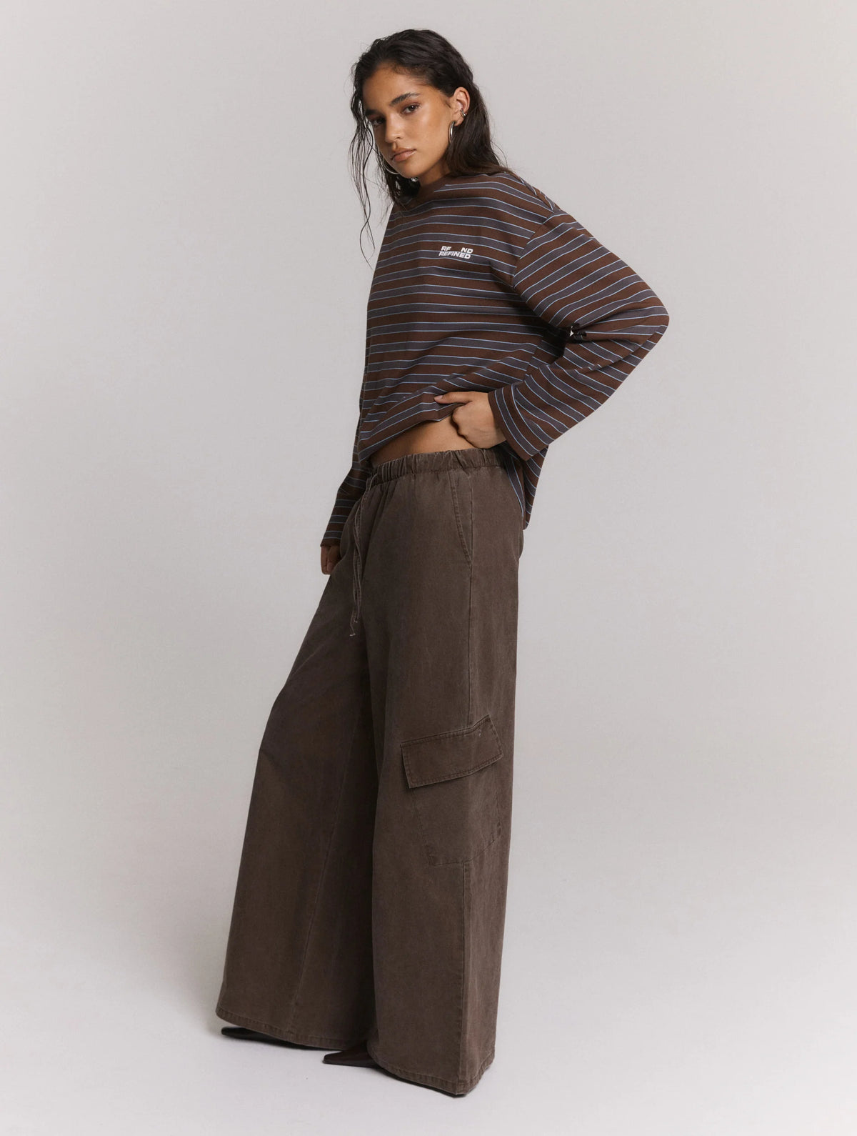Mila Ladies Woven Washed Wide Leg Cardgo Pants