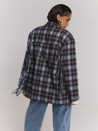 Tori Ladies woven Check Blazer Fringers