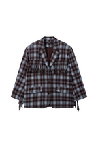 Tori Ladies woven Check Blazer Fringers