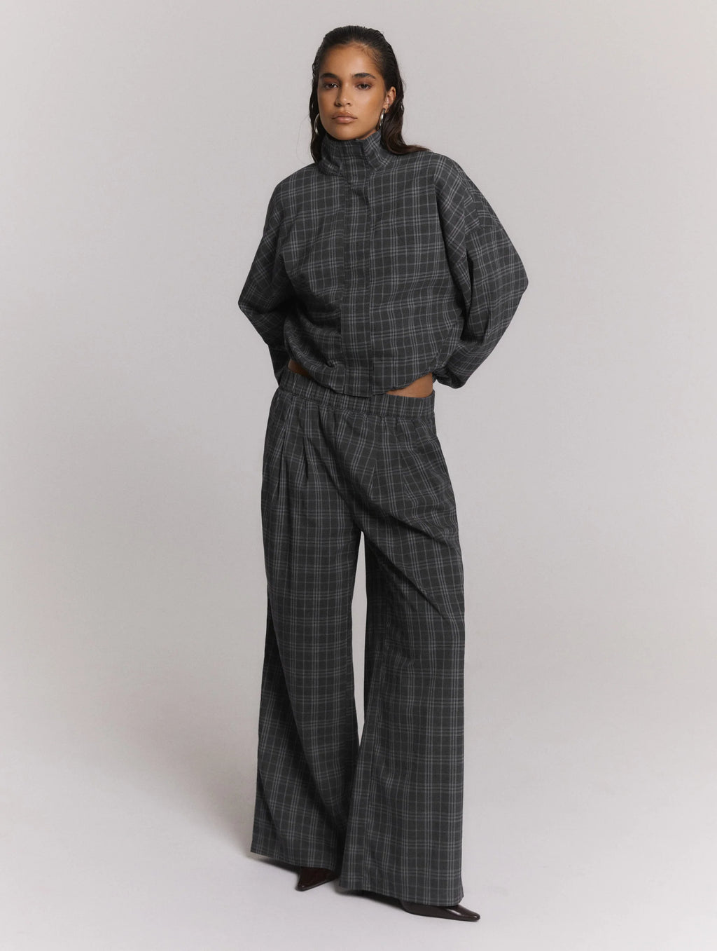 Skye Ladies Woven Oversized Check Jacket