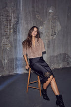 Drew Denim Top Camel