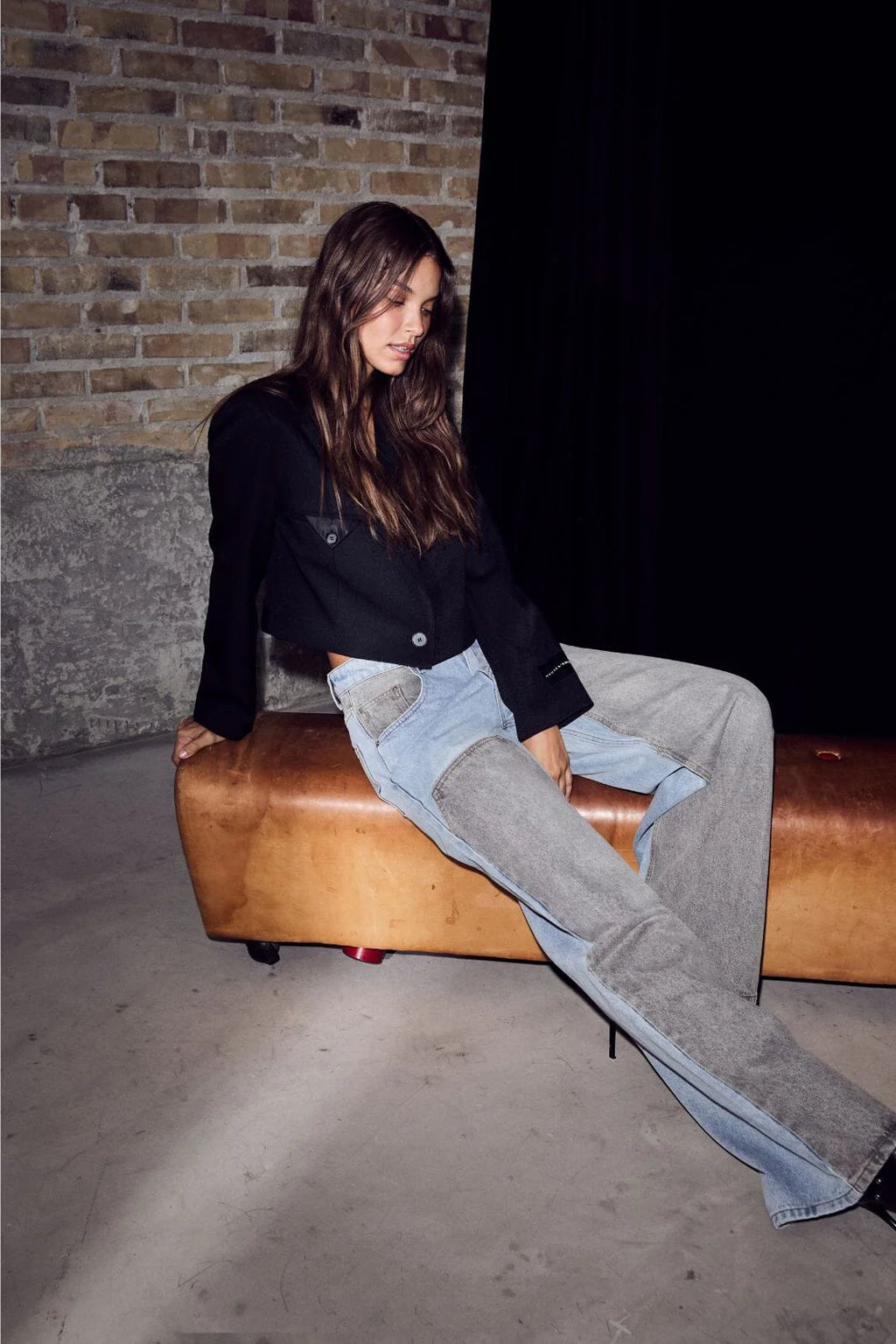 Two Tone Patch Tall Jeans